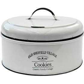 Atmosphera Μπισκοτιέρα Λευκή Μεταλλική 13x13x25cm