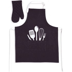 Nef-Nef Cooking Ποδιά Κουζίνας με Γάντι σε Μαύρο Χρώμα 79x63cm 2τμχ Nef-Nef Cooking Ποδιά Κουζίνας με Γάντι σε Μαύρο Χρώμα 79x63cm 2τμχ