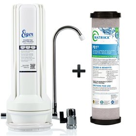 Eiger Συσκευή Φίλτρου Νερού Άνω Πάγκου Μονή με Βρυσάκι με Ανταλλακτικό Φίλτρο Matrikx PB1 0.5μm WF-NT-1W-PB1