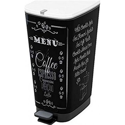 Kis Chic Coffee Menu Κάδος Απορριμμάτων Πλαστικός Μαύρος με Πεντάλ 35lt