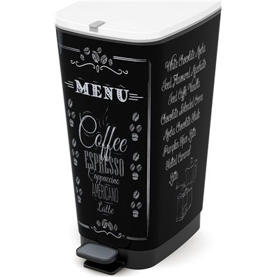 Kis Chic Coffee Menu Κάδος Απορριμμάτων Πλαστικός Μαύρος με Πεντάλ 50lt