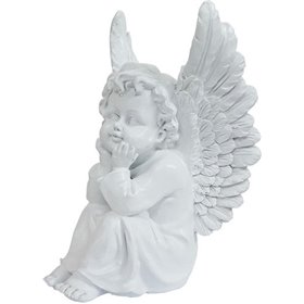 Marhome Διακοσμητικό Άγαλμα Μνημείου από Πλαστικό Άγγελος Καθιστός 14.5x13x22cm