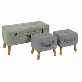 Iliadis Σετ Διακοσμητικά Μπαούλα Ξύλινα 3τμχ Γκρι