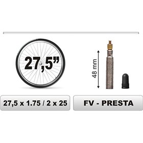 CarCommerce 68388-CC Σαμπρέλα Ποδηλάτου 27.5" x 1.75/2x25 Μεγάλη Βαλβίδα 48mm