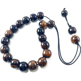 Κομπολόι Οψιδιανός Μαύρο-Καφέ 11mm