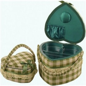 "FHDV Σετ Κουτιά Ραπτικής σε Σχήμα Καρδιάς Υφασμάτινα FHDV Σετ Κουτιά Ραπτικής σε Σχήμα Καρδιάς Υφασμάτινα, Καρό Πράσινο- Λευκό