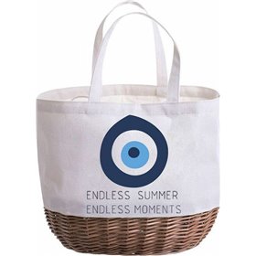 Summertiempo Τσάντα Θαλάσσης με σχέδιο Μάτι Λευκή