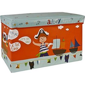 Next Παιδικό Σκαμπό με Αποθηκευτικό Χώρο από Ύφασμα Πειρατές Πορτοκαλί 60x35x35cm
