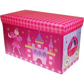Next Παιδικό Σκαμπό με Αποθηκευτικό Χώρο από Ύφασμα Νεράιδα Με Κάστρο Φούξια 60x35x35cm