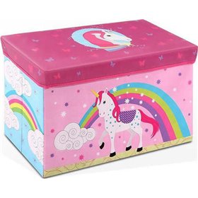 Next Παιδικό Σκαμπό με Αποθηκευτικό Χώρο από Ύφασμα Μονόκερος Ροζ 60x35x35cm