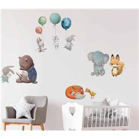 Αυτοκόλλητο Τοίχου Watercolour Amimals Xl