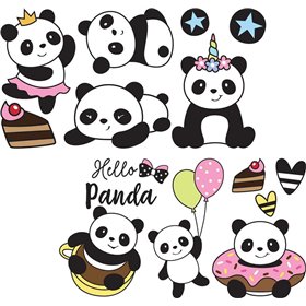 Αυτοκόλλητο Τοίχου Panda L 13τμχ