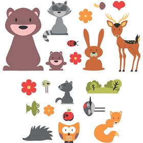 Αυτοκόλλητο Τοίχου Forest Animals L 15τμχ