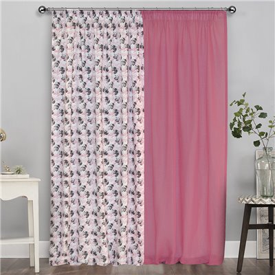 Lino Home Παιδική Κουρτίνα Panda Bear με Τρέσα 140x275cm 301 Pink