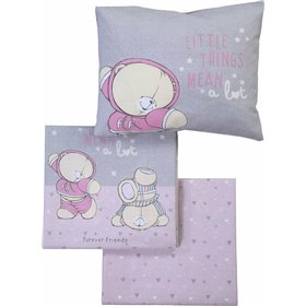 Nef-Nef Σετ Σεντόνια Κούνιας Little Things 120x170cm Pink Grey 3τμχ Nef-Nef Σετ Σεντόνια Κούνιας Little Things 120x170cm Pink Grey 3τμχ