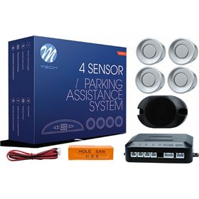 M-Tech Σύστημα Παρκαρίσματος Αυτοκινήτου με Buzzer και 4 Αισθητήρες 18mm σε Ασημί ΧρώμαΚωδικός: CP17S/MT 
