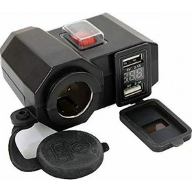 Φορτιστής Μοτοσυκλέτας με Θύρες: 2 xUSB & 1xΑναπτήρα με ΒολτόμετροΚωδικός: 03007DDT50US  Φορτιστής Μοτοσυκλέτας με Θύρες: 2 xUSB & 1xΑναπτήρα με ΒολτόμετροΚωδικός: 03007DDT50US