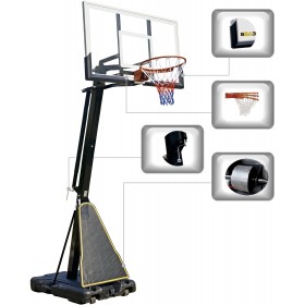 Μπασκέτα Deluxe με Βάση 230-307cm Tempered Glass 8mm Amila Deluxe Basketball System