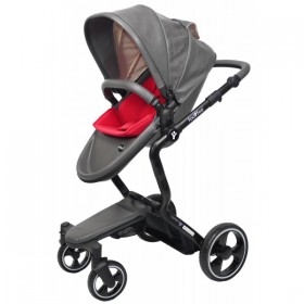 Καρότσι δερμάτινο γκρι foofoo