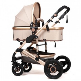 Καροτσάκι μπεζ-χρυσό μωρού 2 σε 1 Wisesonle K-130 Καροτσάκι μπεζ-χρυσό μωρού 2 σε 1