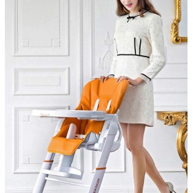 Κάθισμα φαγητού δερμάτινο πορτοκαλί Κάθισμα φαγητού δερμάτινο πορτοκαλί