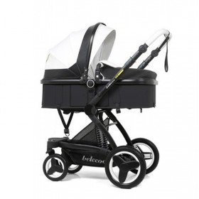 Καροτσάκι μωρού δερμάτινο μαύρο-λευκό 2 σε 1 Belecoo K-217 Καροτσάκι μωρού δερμάτινο μαύρο-λευκό 2 σε 1