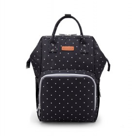 Τσάντα πλάτης μωρού μαύρο πουά με usb