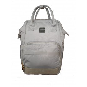Τσάντα πλάτης μωρού γκρι ανοιχτό με χρυσά φερμουάρ Τσάντα πλάτης μωρού γκρι ανοιχτό με χρυσά φερμουάρ