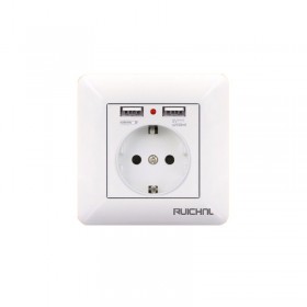 Πρίζα τοίχου με 2 θύρες USB - 16A - RC114 - 068509