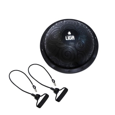 Balance ball with tube bands BLACK (Bosu Ball) 46cm LIGASPORT*