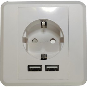 "NG ΠΡΙΖΑ ΤΟΙΧΟΥ ME 2 USB PORTS NG ΠΡΙΖΑ ΤΟΙΧΟΥ ME 2 USB PORTS, 2.4A, ΛΕΥΚΟ