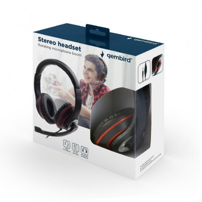 GEMBIRD HEADSET ΜΑΥΡΟ/ΚΟΚΚΙΝΟ MHS-003