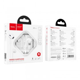 HOCO M1 MAX ΑΚΟΥΣΤΙΚΑ HANDSFREE ΓΙΑ TYPE-C, ΛΕΥΚΟ