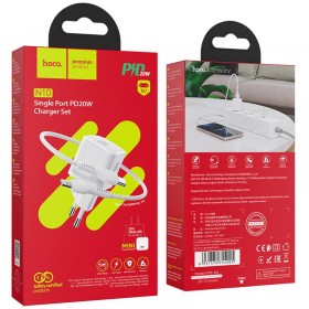 HOCO N10 ΦΟΡΤΙΣΤΗΣ STARTER, 1 ΘΥΡΑ, PD20W ΜΕ ΚΑΛΩΔΙΟ TYPE-C TO LIGHTNING