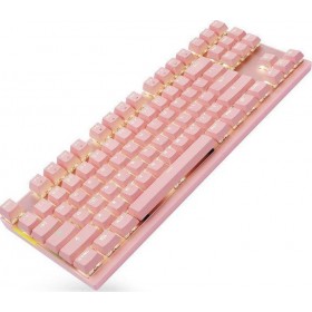 MOTOSPEED GK82 RGB ΜΗΧΑΝΙΚΟ GAMING ΠΛΗΚΤΡΟΛΟΓΙΟ, ΕΝΣΥΡΜΑΤΟ &amp ΑΣΥΡΜΑΤΟ, ΡΟΖ