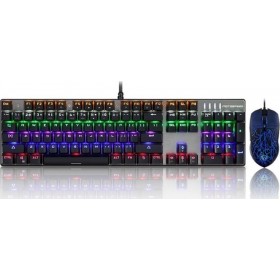 MOTOSPEED CK666 ΣΕΤ ΜΗΧΑΝΙΚΟ GAMING ΠΛΗΚΤΡΟΛΟΓΙΟ ME LED ΦΩΤΙΣΜΟ ΚΑΙ ΠΟΝΤΙΚΙ ΜΑΥΡΟ