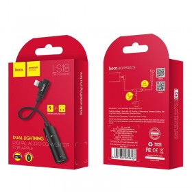 "HOCO LS18 ΔΙΠΛΟΣ ΑΝΤΑΠΤΟΡΑΣ ΜΕ ΚΑΛΩΔΙΟ HOCO LS18 ΔΙΠΛΟΣ ΑΝΤΑΠΤΟΡΑΣ ΜΕ ΚΑΛΩΔΙΟ, LIGHTNING ΓΙΑ ΑΚΟΥΣΤΙΚΑ ΚΑΙ ΦΟΡΤΙΣΗ, ΜΑΥΡΟ