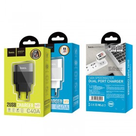 HOCO C40A SPEEDMASTER DUAL USB CHARGER ΜΕ ΟΘΟΝΗ ΜΑΥΡΟ