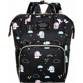 Τσάντα πλάτης μωρού μαύρη με ελεφαντάκια L.T.S. B-400 Τσάντα πλάτης μωρού μαύρη με ελεφαντάκια L.T.S. B-400