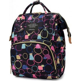 Τσάντα πλάτης μωρού L.T.S μαύρη με κύκλους B-409 Τσάντα πλάτης μωρού L.T.S μαύρη με κύκλους B-409