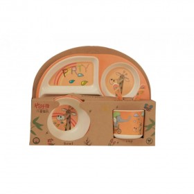 Σετ φαγητού Bamboo κροκόδειλος και τίγρης 5 τμχ