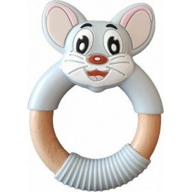 Μασητικό οδοντοφυΐας ποντικάκι γκρι με σιλικόνη και ξύλο 3+ μηνών Μασητικό οδοντοφυΐας ποντικάκι γκρι με σιλικόνη και ξύλο 3+ μηνών