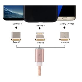 Καλώδιο μαγνητικής φόρτισης 3 σε 1  USB C / Lightning / Micro USB