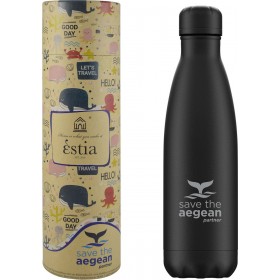 Estia Travel Flask Save The Aegean Black Matte Μπουκάλι Θερμός 0.5lt Estia Travel Flask Save The Aegean Black Matte Μπουκάλι Θερμός 0.5lt