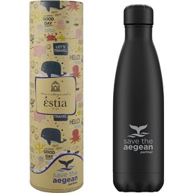 Estia Travel Flask Save The Aegean Black Matte Μπουκάλι Θερμός 0.75lt Estia Travel Flask Save The Aegean Black Matte Μπουκάλι Θερμός 0.75lt
