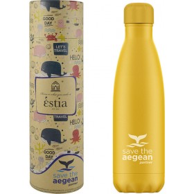Estia Travel Flask Save The Aegean Yellow Μπουκάλι Θερμός 0.5lt Estia Travel Flask Save The Aegean Yellow Μπουκάλι Θερμός 0.5lt