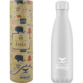 Estia Travel Flask Save The Aegean White Matte Μπουκάλι Θερμός 0.5lt Estia Travel Flask Save The Aegean White Matte Μπουκάλι Θερμός 0.5lt