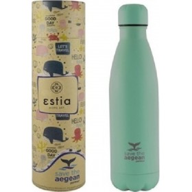 Estia Travel Flask Save The Aegean Pastel Green Μπουκάλι Θερμός 0.5lt Estia Travel Flask Save The Aegean Pastel Green Μπουκάλι Θερμός 0.5lt