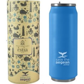 Estia Travel Cup Save The Aegean Ποτήρι Θερμός με Καλαμάκι Ocean Μπλε 500ml Estia Travel Cup Save The Aegean Ποτήρι Θερμός με Καλαμάκι Ocean Μπλε 500ml