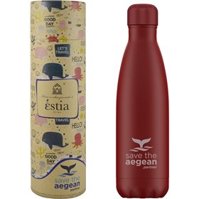 Estia Travel Flask Save The Aegean Burgundy Μπουκάλι Θερμός 0.5lt Estia Travel Flask Save The Aegean Burgundy Μπουκάλι Θερμός 0.5lt